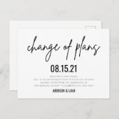 Änderung von Plänen Hochzeit speichern das Datum Ankündigungspostkarte (Vorne/Hinten)