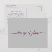 Änderung von Plänen Hochzeit verschoben Cassis & G Ankündigungspostkarte (Vorne/Hinten)