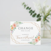 Änderung von Plänen Hochzeit verzögert Postkarte (Stehend Vorderseite)