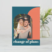 Änderung von Plänen Hochzeitskolorful Blue Geometr Save The Date (Stehend Vorderseite)