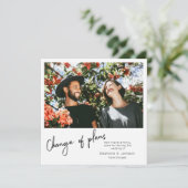 Änderung von Plänen Instant Foto & Typografie Einladung (Stehend Vorderseite)