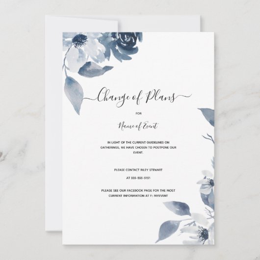 Änderung von Plänen, jede Stornierung von Ereignis Einladung (Vorderseite)