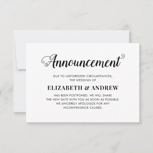 Änderung von Plänen Neugeplant Hochzeitsskritik Ankündigung (Vorderseite)