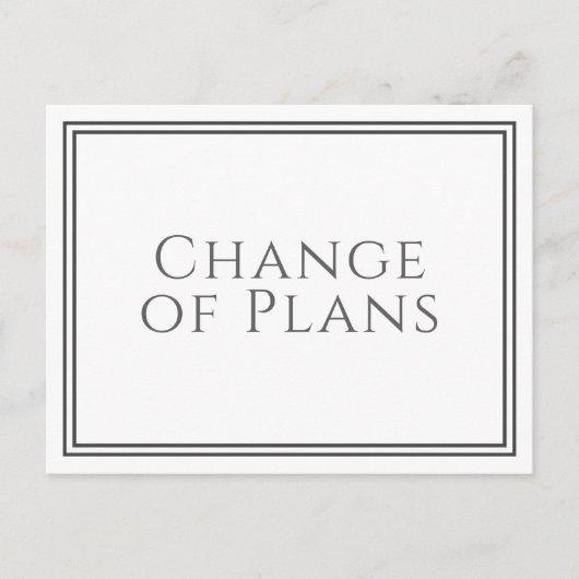 Änderung von Plänen Neuplanung Hochzeit oder Veran Postkarte (Vorderseite)