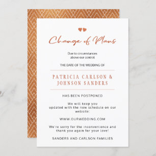 Änderung von Plänen verschoben Hochzeitsankündigun Einladung