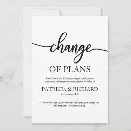 Änderung von Plänen verschoben stornierte Hochzeit Einladung