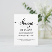 Änderung von Plänen verschoben stornierte Hochzeit Postkarte (Stehend Vorderseite)