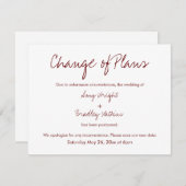 Änderung von Plänen verzögert Hochzeit Rot-Weiß-Ka Einladung (Vorne/Hinten)