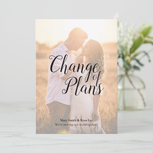 Änderung von Plänen zur Hochzeitskalligrafie Einladung (Stehend Vorderseite)