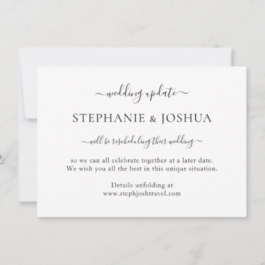 Änderung von Plänen Zurückgestellt Hochzeit in Url Ankündigung (Rückseite)