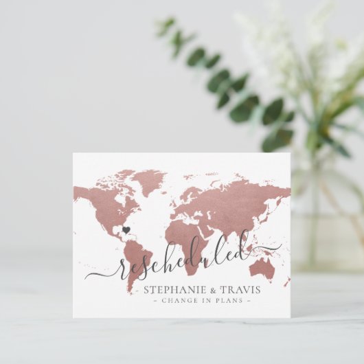 Änderung von Plänen Zurückgestellte Hochzeit in Ur Ankündigungspostkarte (Stehend Vorderseite)