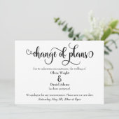 "Änderung von Plänen" Zurückgestellte Hochzeitsank Einladung (Stehend Vorderseite)