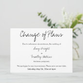 "Änderung von Plänen" Zurückgestellte Hochzeitsank Einladung (Stehend Vorderseite)