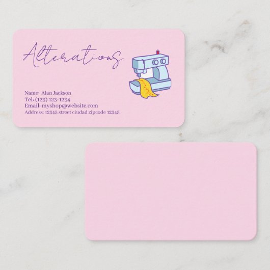 Änderungen Visitenkarte (Vorne/Hinten)