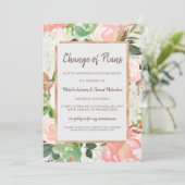 Änderungspläne Hochzeitswasser Farbe Gold Blumenro Save The Date (Stehend Vorderseite)