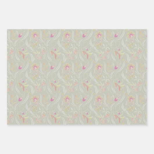 Andeutung botanisch in Nebel, Creme und Sage Geschenkpapier Set (Vorderseite 3)