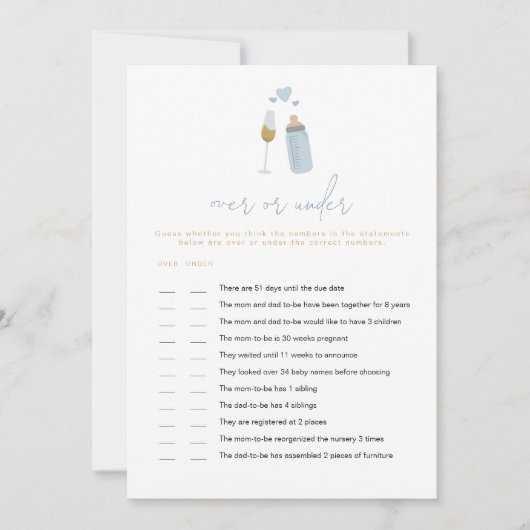 ANDI Blue Poppin Flaschen über oder unter dem Kind Einladung (Vorderseite)