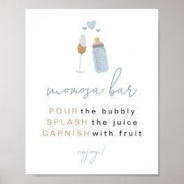 ANDI Blue Poppin'Bottles Momosa Bar Sign Poster