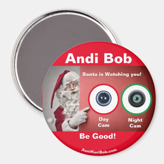 Andi Bob Santa beobachtet Magnet (Vorderseite/Rückseite)