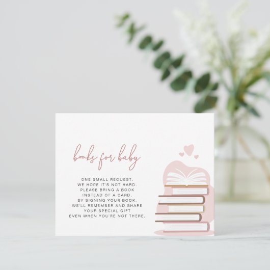 ANDI Dusty Rose Blush Pink Books for Baby Card Einladung (Stehend Vorderseite)