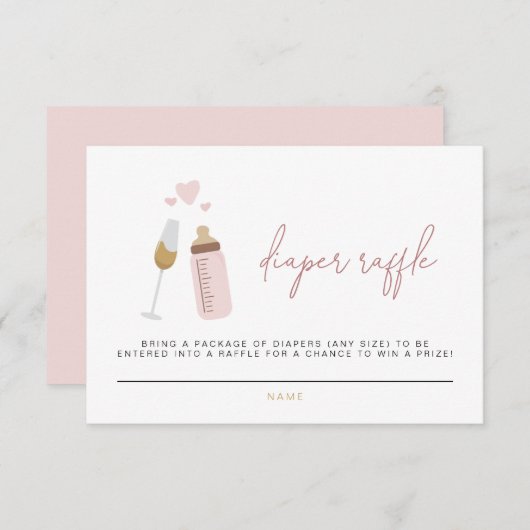 ANDI Pink Poppin' Flaschen Windelwaschkarte Einladung (Vorne/Hinten)