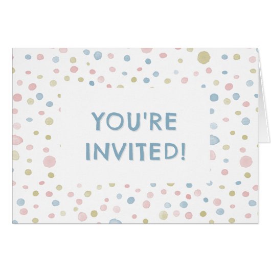 Andie Confetti Watercolor Dots Birthday Invite (Vorderseite (Horizontal))