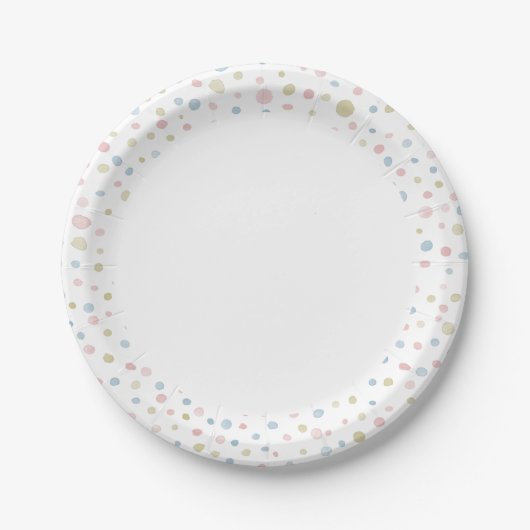 Andie Confetti Watercolor Dots Paper Plate Pappteller (Vorderseite)