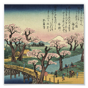 Ando Hiroshige - Abendrot an der Koganei-Brücke Fotodruck