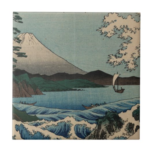 Ando Hiroshige - Meer bei Satta in der Provinz Sur Fliese (Vorderseite)
