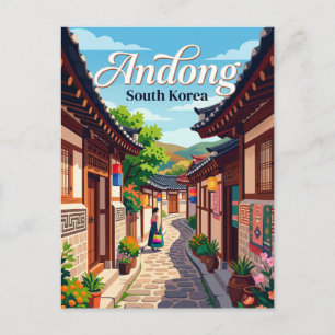 Andong Hahoe Volksdorf Gasse Südkorea Postkarte