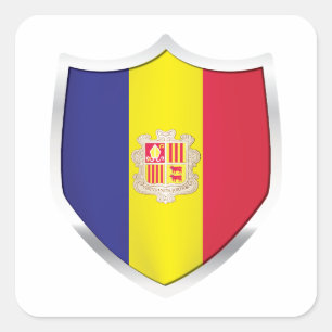 Andora Silver Shield Flag Quadratischer Aufkleber