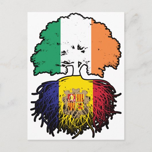 Andorra Andorran Irish Ireland Tree Roots Flag Postkarte (Vorderseite)
