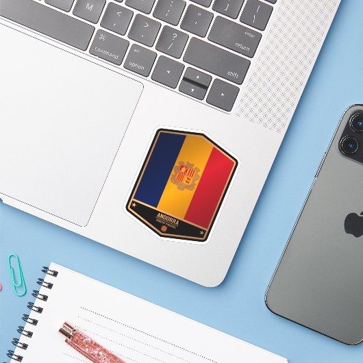 Andorra Aufkleber (Laptop mit iPhone)