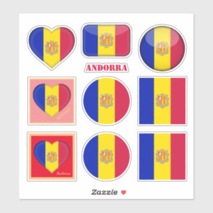 Andorra-Aufkleber und andorranische Flagge, Herz/S Aufkleber