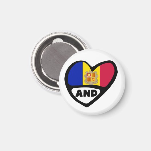 Andorra Country Code Flag Herz und Magnet (Vorderseite/Rückseite)