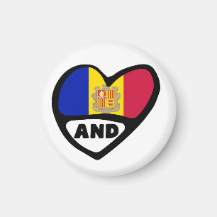 Andorra Country Code Flag Herz und Magnet
