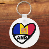 Andorra Country Code Flag Herzklingeln Schlüsselanhänger (Vorderseite)