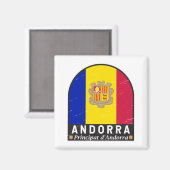 Andorra-Flag-Emblem gestört Vintag Magnet (Vorderseite/Rückseite)