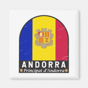 Andorra-Flag-Emblem gestört Vintag Magnet