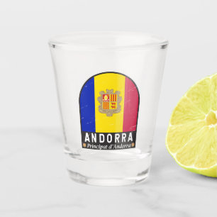 Andorra-Flag-Emblem gestört Vintag Schnapsglas