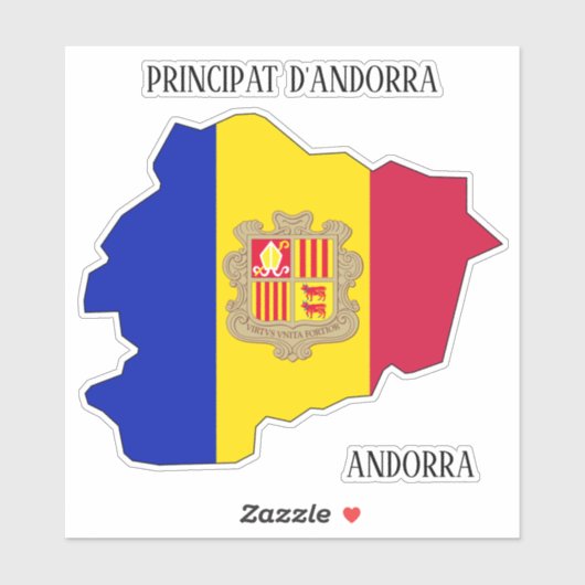 Andorra Flag Map Kontur Aufkleber (Blatt)