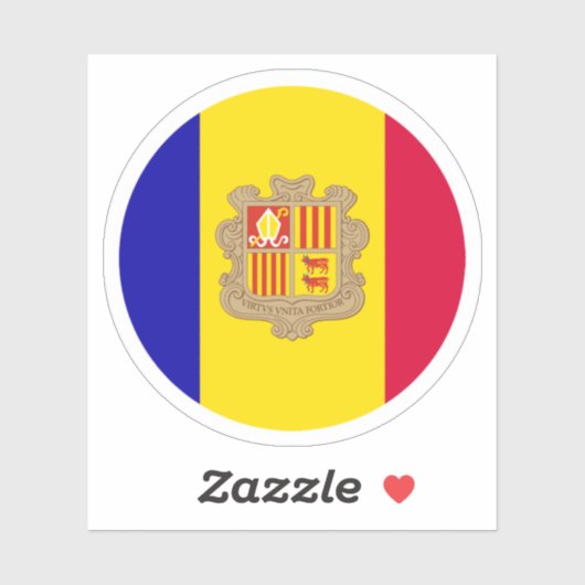 Andorra Flag Round Sticker (Blatt)