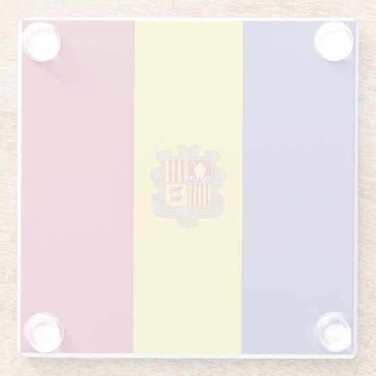 Andorra-Flagge Glasuntersetzer (Rückseite)