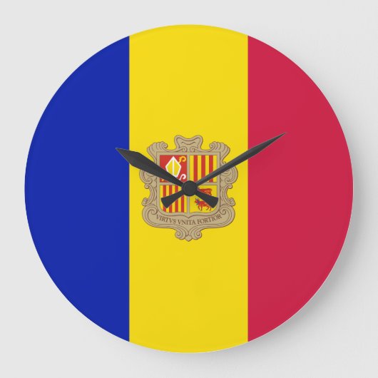 Andorra-Flagge Große Wanduhr (Vorderseite)
