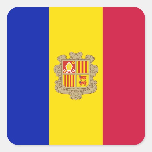 Andorra-Flagge Quadratischer Aufkleber (Vorderseite)