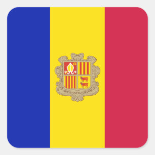 Andorra-Flagge Quadratischer Aufkleber