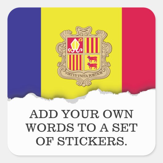 Andorra-Flagge Quadratischer Aufkleber (Vorderseite)