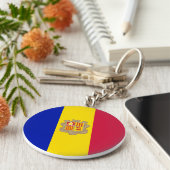 Andorra-Flagge Schlüsselanhänger (Seite)
