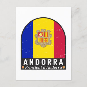 Andorra-Flaggen-Emblem abgenutzt Vintage Postkarte