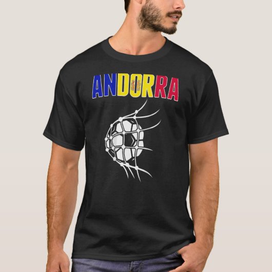 Andorra Fußball Ball im Netz Unterstützung Andorra T-Shirt (Vorderseite)